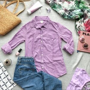 J. Crew Gingham Lavender Button Up